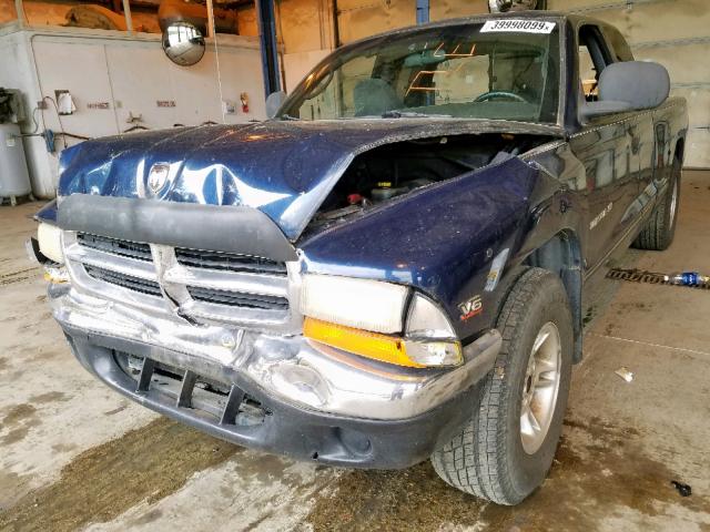 1B7GL22X5YS693658 - 2000 DODGE DAKOTA BLUE photo 2