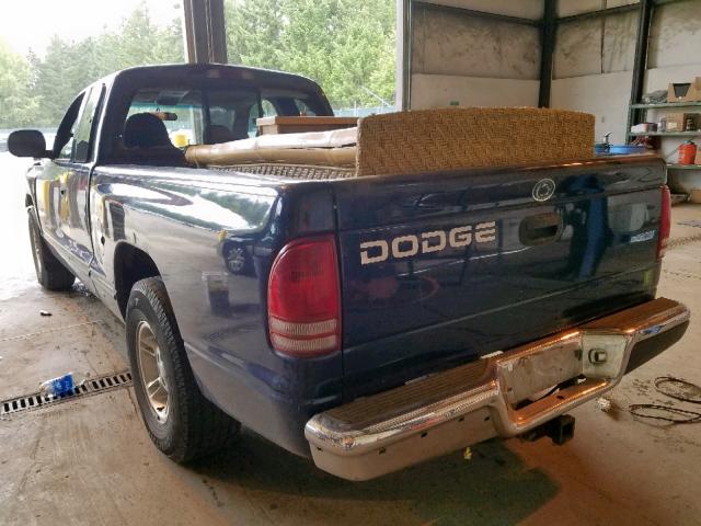 1B7GL22X5YS693658 - 2000 DODGE DAKOTA BLUE photo 3