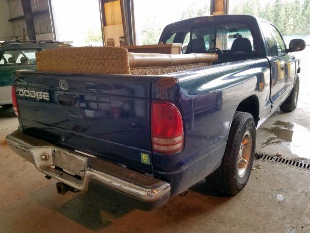 1B7GL22X5YS693658 - 2000 DODGE DAKOTA BLUE photo 4