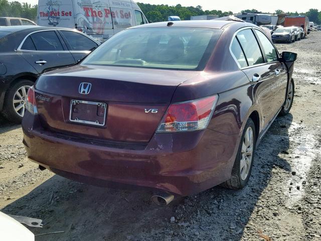 1HGCP36828A083347 - 2008 HONDA ACCORD EXL BURGUNDY photo 4