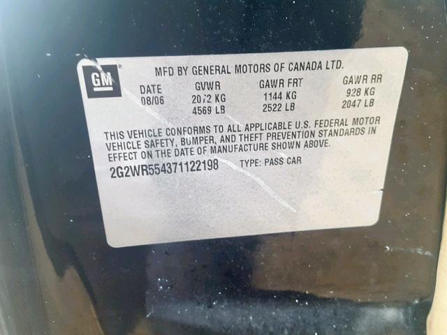 2G2WR554371122198 - 2007 PONTIAC GRAND PRIX BLACK photo 10