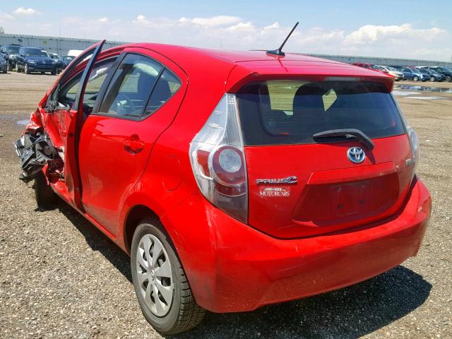 JTDKDTB37C1507319 - 2012 TOYOTA PRIUS C RED photo 3