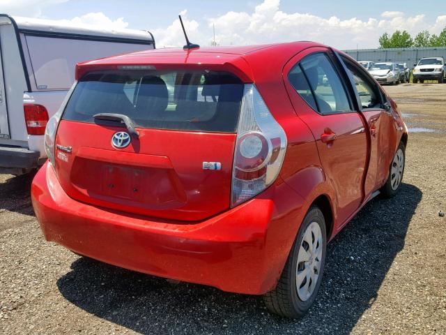 JTDKDTB37C1507319 - 2012 TOYOTA PRIUS C RED photo 4