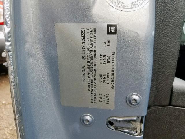 1G2ZF57B184174050 - 2008 PONTIAC G6 VALUE L GRAY photo 10