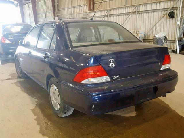 JA3AJ26E23U074578 - 2003 MITSUBISHI LANCER ES BLUE photo 3