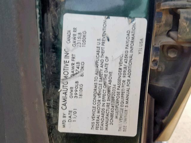 2CNBE634126920334 - 2002 CHEVROLET TRACKER LT GREEN photo 10