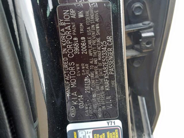 KNAFX5A82E5233425 - 2014 KIA FORTE EX BLACK photo 10