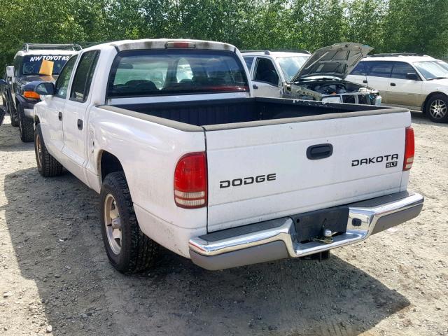 1D7HL48X43S376816 - 2003 DODGE DAKOTA QUA WHITE photo 3