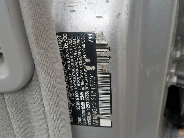 WDBNG70J21A157011 - 2001 MERCEDES-BENZ S 430 SILVER photo 10