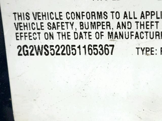 2G2WS522051165367 - 2005 PONTIAC GRAND PRIX TEAL photo 10