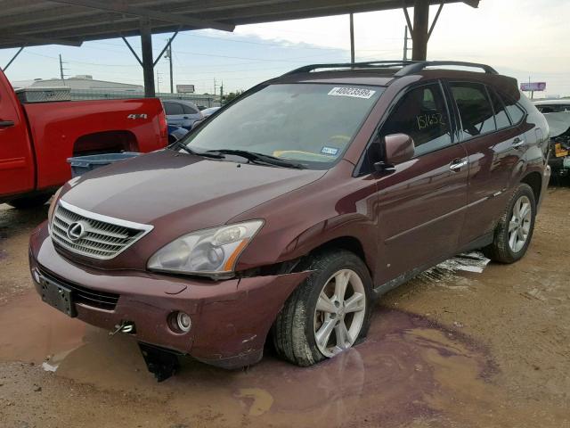 JTJHW31UX82051314 - 2008 LEXUS RX 400H MAROON photo 2