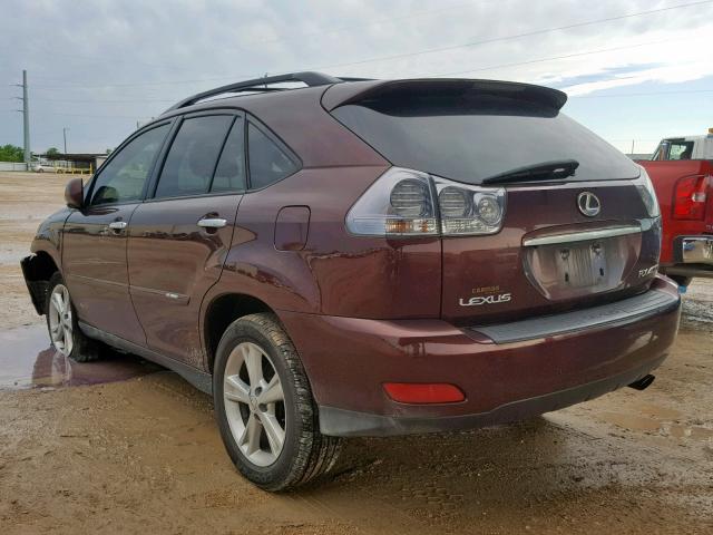 JTJHW31UX82051314 - 2008 LEXUS RX 400H MAROON photo 3