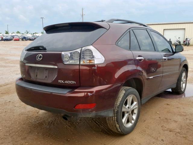 JTJHW31UX82051314 - 2008 LEXUS RX 400H MAROON photo 4