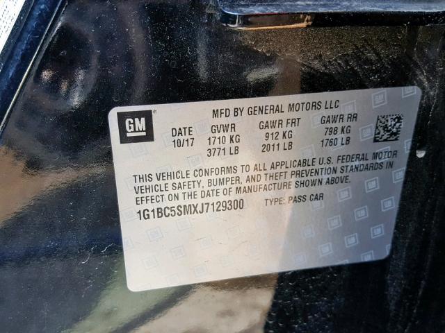 1G1BC5SMXJ7129300 - 2018 CHEVROLET CRUZE LS 黑色 照片 10