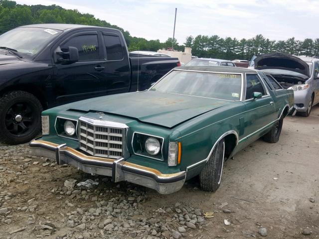 9G87H158277 - 1979 FORD THUNDERBIR GREEN photo 2