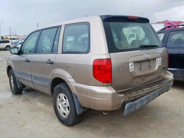 2HKYF18143H544089 - 2003 HONDA PILOT LX GOLD photo 3