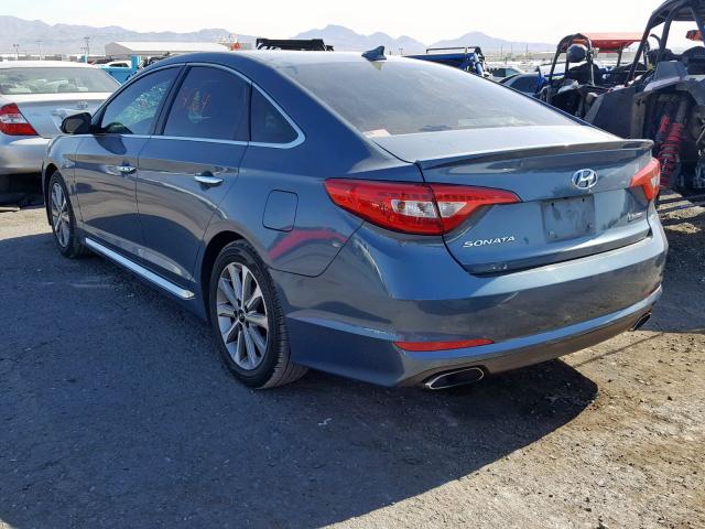 5NPE34AFXHH501094 - 2017 HYUNDAI SONATA SPO BLUE photo 3