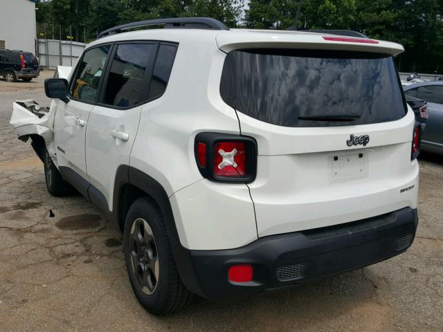 ZACCJAAT1GPD67485 - 2016 JEEP RENEGADE S WHITE photo 3