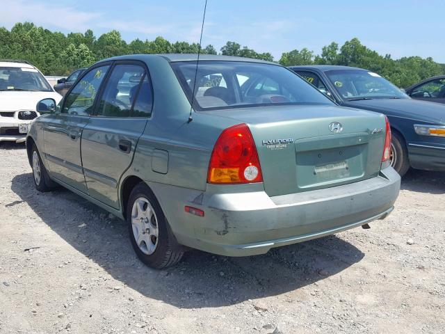 KMHCG45C95U597082 - 2005 HYUNDAI ACCENT GL GREEN photo 3