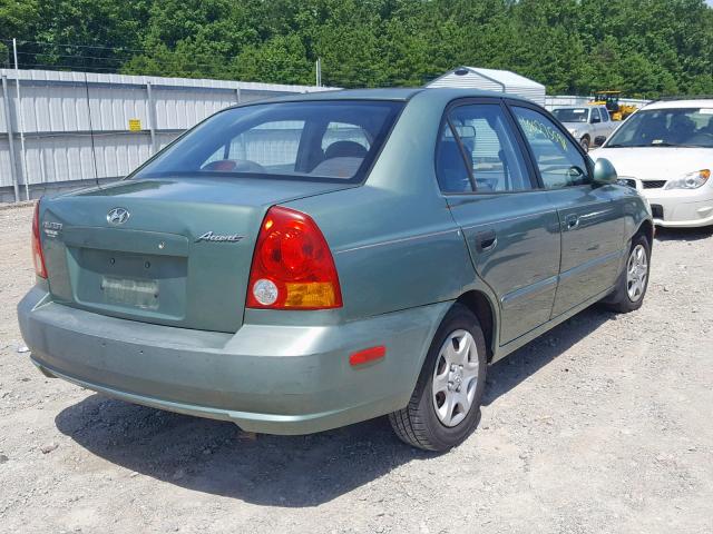 KMHCG45C95U597082 - 2005 HYUNDAI ACCENT GL GREEN photo 4