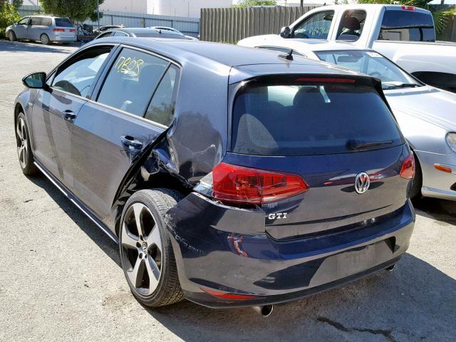 3VW4T7AU1GM066550 - 2016 VOLKSWAGEN GTI S/SE BLUE photo 3