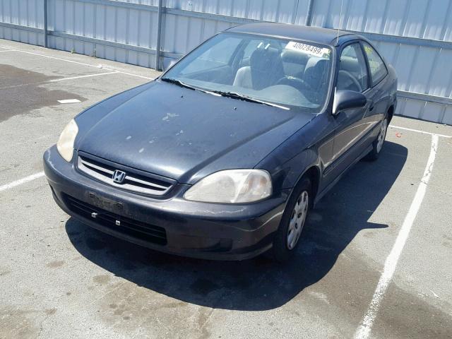 1HGEJ6223YL057955 - 2000 HONDA CIVIC DX BLACK photo 2