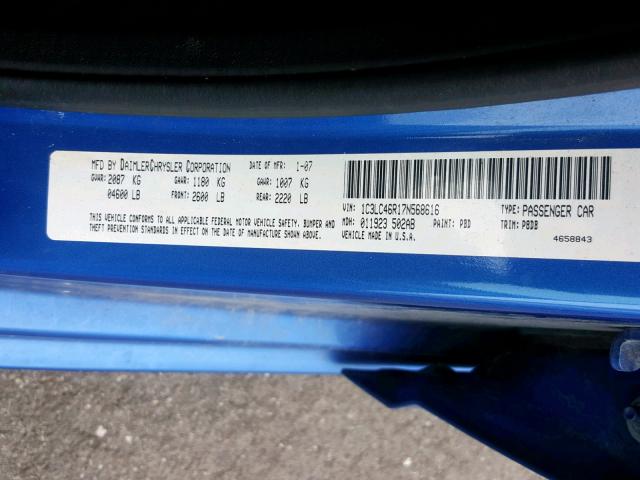 1C3LC46R17N568616 - 2007 CHRYSLER SEBRING BLUE photo 10