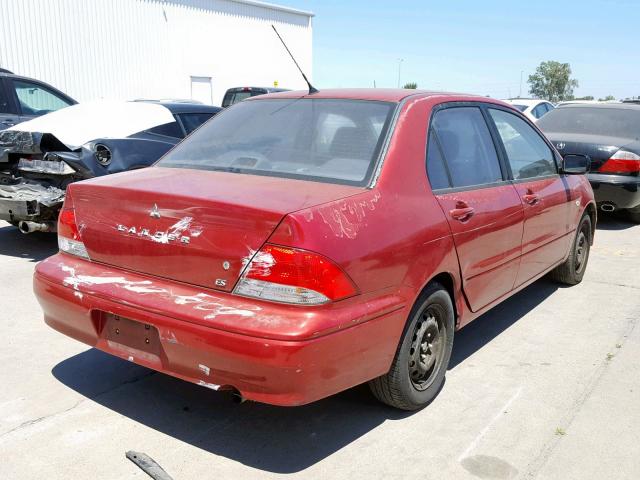 JA3AJ26E72U014973 - 2002 MITSUBISHI LANCER ES RED photo 4