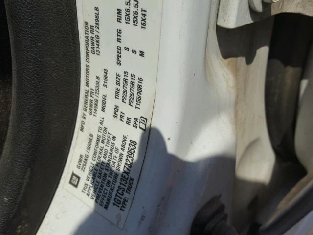 1GTCS13EX78239538 - 2007 GMC CANYON WHITE photo 10