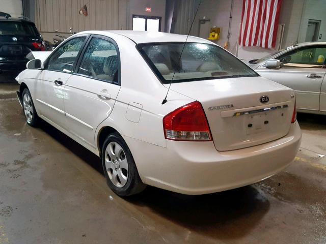 KNAFE222095666388 - 2009 KIA SPECTRA EX WHITE photo 3