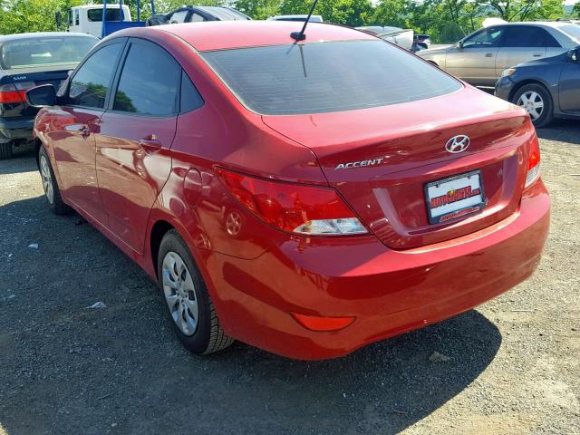 KMHCT4AE7HU306666 - 2017 HYUNDAI ACCENT SE RED photo 3