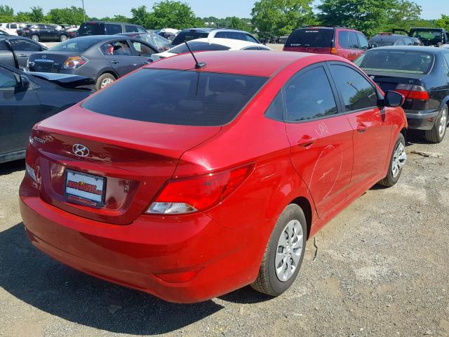 KMHCT4AE7HU306666 - 2017 HYUNDAI ACCENT SE RED photo 4