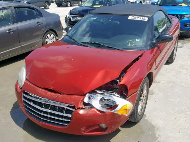 1C3EL55R54N253636 - 2004 CHRYSLER SEBRING LX RED photo 2