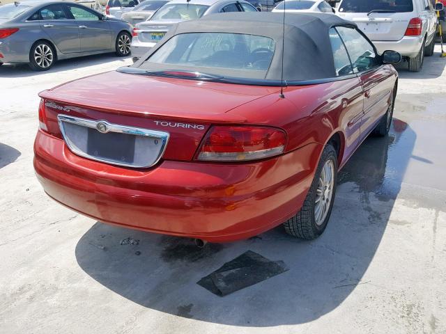 1C3EL55R54N253636 - 2004 CHRYSLER SEBRING LX RED photo 4