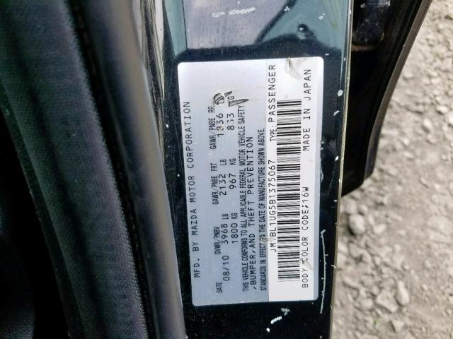 JM1BL1UG5B1375067 - 2011 MAZDA 3 I BLACK photo 10