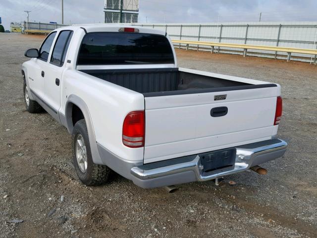 1B7GL2AN41S213566 - 2001 DODGE DAKOTA QUA WHITE photo 3