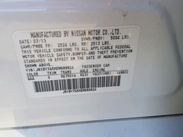 JN1BV7ARXEM689824 - 2014 INFINITI Q50 BASE WHITE photo 10