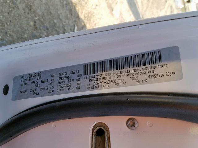 1C6RR7YT5HS692395 - 2017 RAM 1500 REBEL თეთრი ფოტო 10