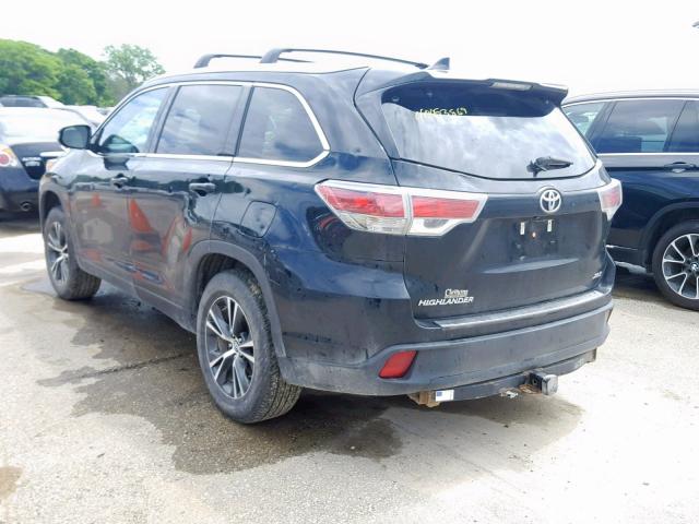 5TDKKRFH2GS506585 - 2016 TOYOTA HIGHLANDER BLACK photo 3