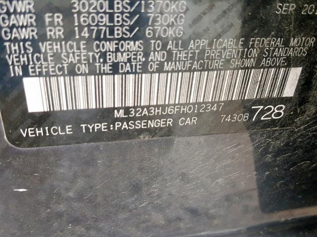 ML32A3HJ6FH012347 - 2015 MITSUBISHI MIRAGE DE GRAY photo 10