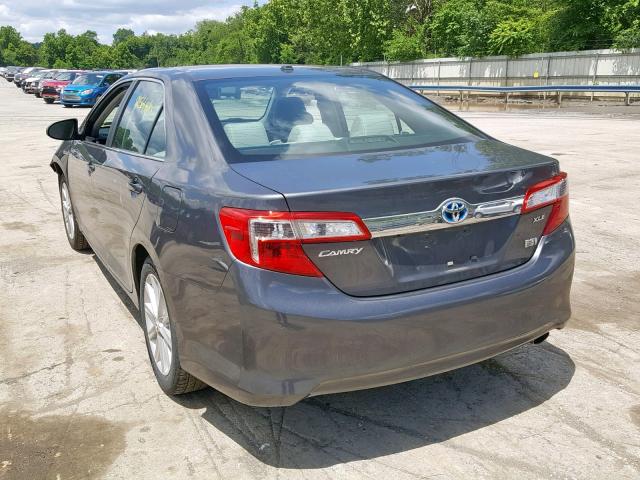 4T1BD1FK3CU010879 - 2012 TOYOTA CAMRY HYBR GRAY photo 3