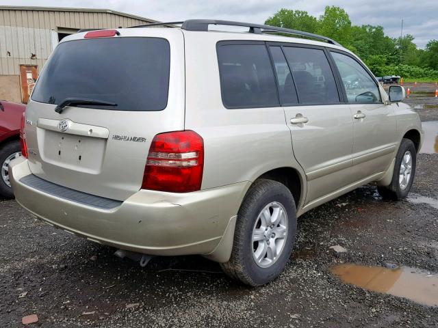 JTEHF21A720081386 - 2002 TOYOTA HIGHLANDER TAN photo 4