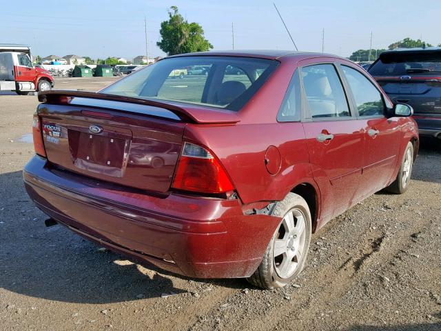 1FAHP34N47W161079 - 2007 FORD FOCUS ZX4 BURGUNDY photo 4