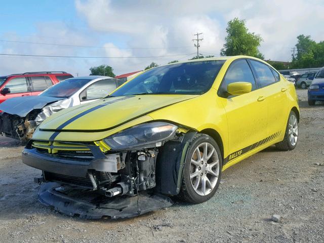 1C3CDFBHXDD156945 - 2013 DODGE DART SXT YELLOW photo 2