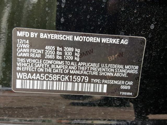 WBA4A5C58FGK15979 - 2015 BMW 428 I BLACK photo 10