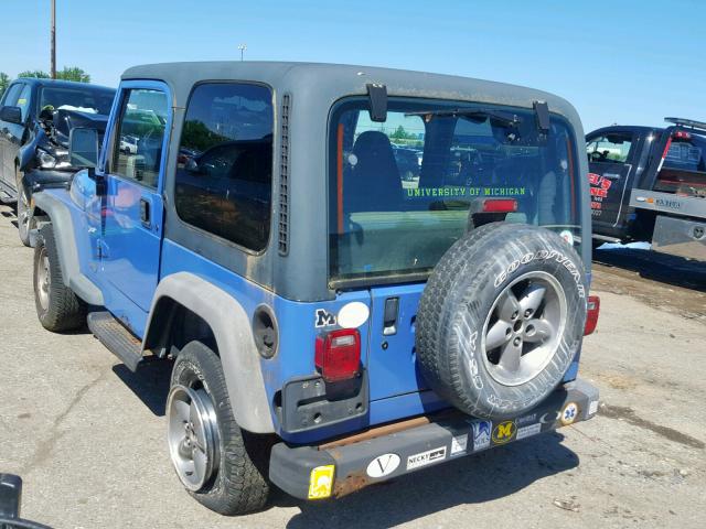 1J4FY19SXVP496222 - 1997 JEEP WRANGLER / BLUE photo 3