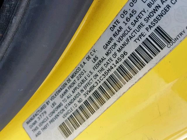 3VWBK31C35M414596 - 2005 VOLKSWAGEN NEW BEETLE Sarı foto 10