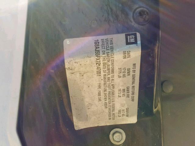 1G8AJ55FX7Z147051 - 2007 SATURN ION LEVEL SILVER photo 10