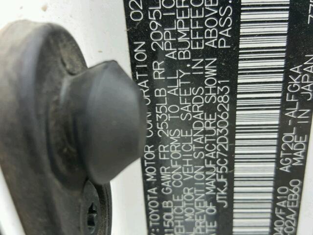 JTKJF5C72D3062831 - 2013 TOYOTA SCION TC თეთრი ფოტო 10