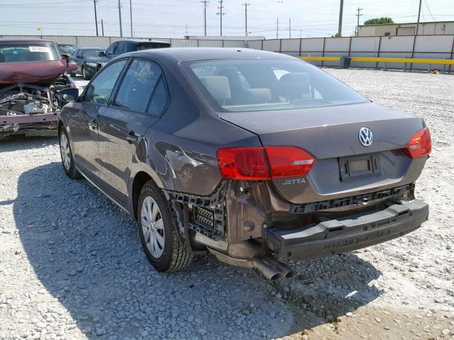 3VW2K7AJ3EM425989 - 2014 VOLKSWAGEN JETTA BASE BROWN photo 3